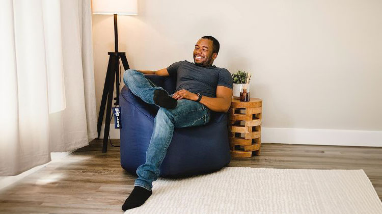 Big Joe Milano Bean Bag Chair, Navy Smartmax, Durable Polyester Nylon Blend, 2.5 feet