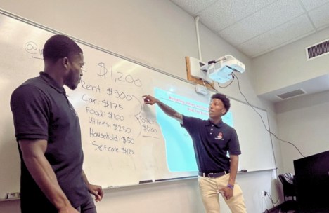 Talladega College SFEPD student ambassadors teaching their peers about financial education during a Mind Over Money Skills session.