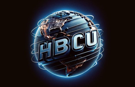 A glowing 3D globe wrapped with the letters "HBCU" showcasing the global impact of HBCU alumni.